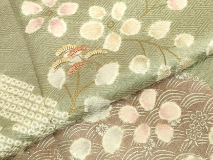 平和屋着物●訪問着　刺繍　絞り　松竹梅　流水花文　金銀彩　正絹　逸品　DABK2938op