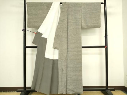 平和屋着物●上質な小紋　横段霞文　正絹　逸品　DABK2940op