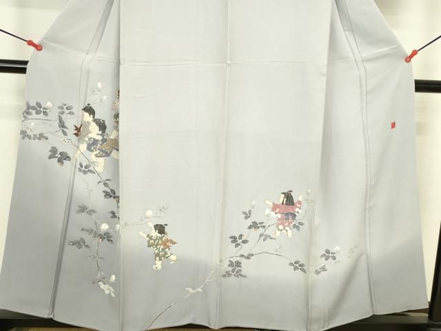 平和屋着物●十日町友禅作家　関口遼一　訪問着　童子遊び　暈し染め　正絹　逸品　DABK2941op