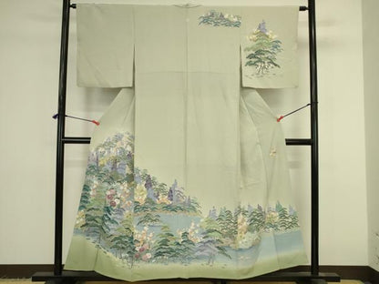 平和屋着物●高級染元　粋峰　林芳夫　京加賀友禅　訪問着　風景花文　暈し染め　正絹　逸品　DABK2943op