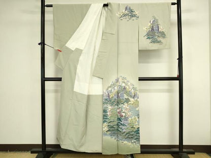 平和屋着物●高級染元　粋峰　林芳夫　京加賀友禅　訪問着　風景花文　暈し染め　正絹　逸品　DABK2943op