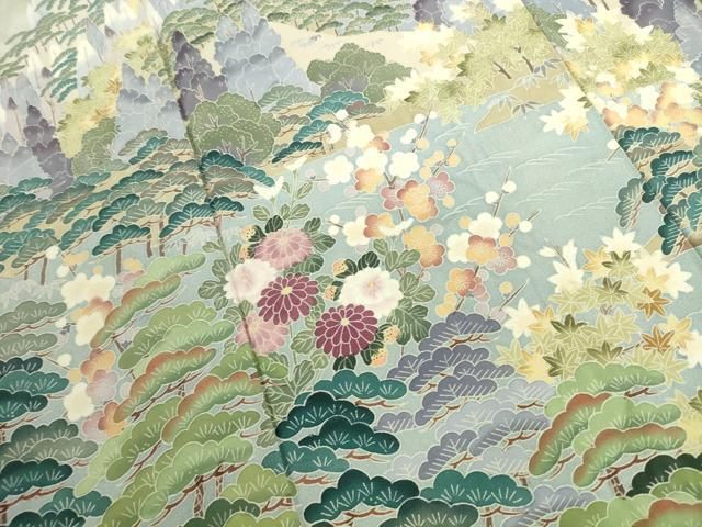 平和屋着物●高級染元　粋峰　林芳夫　京加賀友禅　訪問着　風景花文　暈し染め　正絹　逸品　DABK2943op