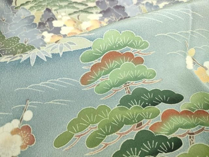 平和屋着物●高級染元　粋峰　林芳夫　京加賀友禅　訪問着　風景花文　暈し染め　正絹　逸品　DABK2943op