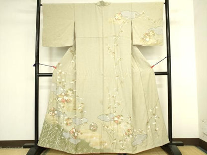 平和屋着物●訪問着　雲取り花松文　暈し染め　金彩　正絹　逸品　DABK2948op