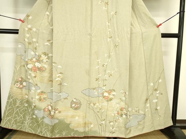 平和屋着物●訪問着　雲取り花松文　暈し染め　金彩　正絹　逸品　DABK2948op