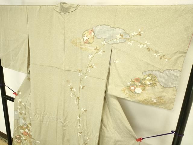 平和屋着物●訪問着　雲取り花松文　暈し染め　金彩　正絹　逸品　DABK2948op