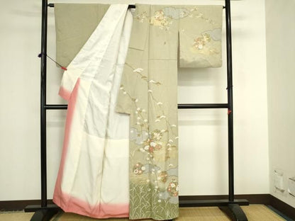 平和屋着物●訪問着　雲取り花松文　暈し染め　金彩　正絹　逸品　DABK2948op