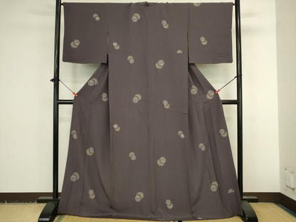 平和屋着物●上質な小紋　雪輪花文　ロング丈　正絹　逸品　DABK2953op