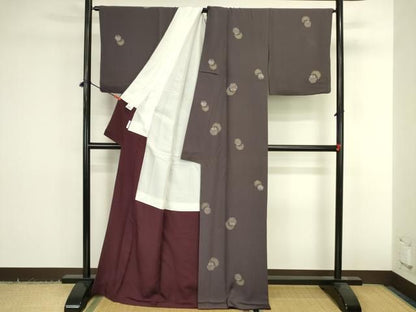 平和屋着物●上質な小紋　雪輪花文　ロング丈　正絹　逸品　DABK2953op