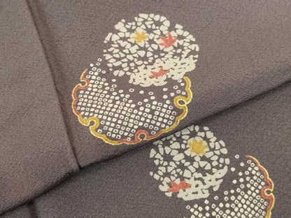 平和屋着物●上質な小紋　雪輪花文　ロング丈　正絹　逸品　DABK2953op