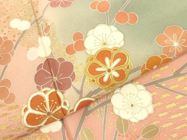 平和屋着物●訪問着　作家物　枝梅文　暈し染め　金彩　正絹　逸品　DABK2955op