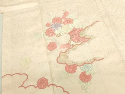 平和屋着物●中国三大刺繍　相良刺繍　総刺繍　訪問着　雲取花文　暈し染め　金糸　正絹　逸品　DABK2967op