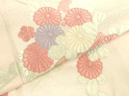 平和屋着物●中国三大刺繍　相良刺繍　総刺繍　訪問着　雲取花文　暈し染め　金糸　正絹　逸品　DABK2967op