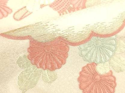 平和屋着物●中国三大刺繍　相良刺繍　総刺繍　訪問着　雲取花文　暈し染め　金糸　正絹　逸品　DABK2967op