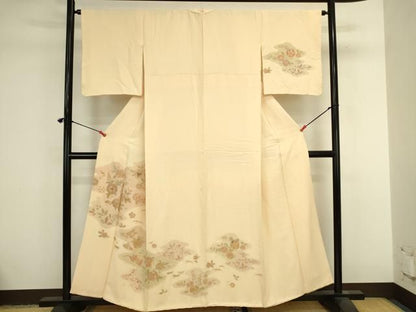平和屋着物●訪問着　螺鈿　地紋起こし　草花　金彩　正絹　逸品　DABK2971op