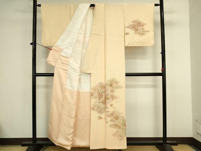 平和屋着物●訪問着　螺鈿　地紋起こし　草花　金彩　正絹　逸品　DABK2971op