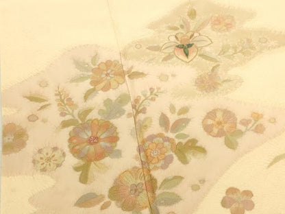 平和屋着物●訪問着　螺鈿　地紋起こし　草花　金彩　正絹　逸品　DABK2971op