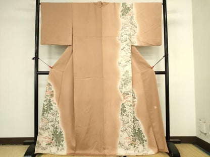 平和屋着物●訪問着　作家物　風景文　暈し染め　ロング丈　正絹　逸品　DABK2973op