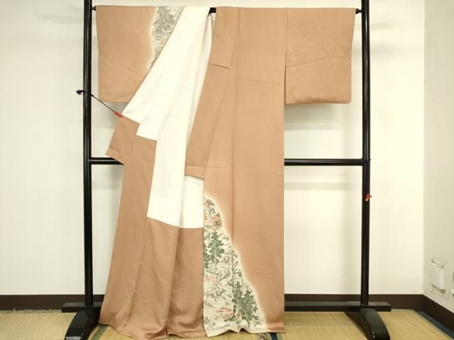 平和屋着物●訪問着　作家物　風景文　暈し染め　ロング丈　正絹　逸品　DABK2973op