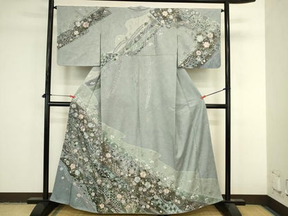 平和屋着物●中国三大刺繍　汕頭刺繍　スワトウ刺繍　総刺繍　訪問着　辻が花　金彩　正絹　逸品　DABK2975op