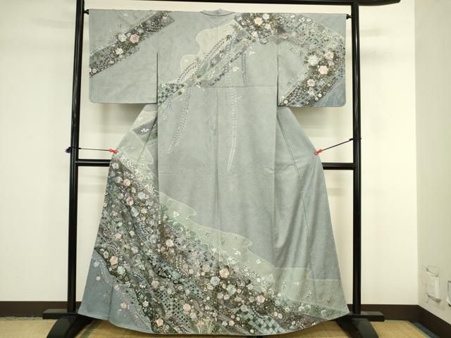 平和屋着物●中国三大刺繍　汕頭刺繍　スワトウ刺繍　総刺繍　訪問着　辻が花　金彩　正絹　逸品　DABK2975op