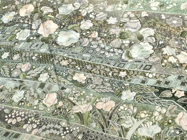 平和屋着物●中国三大刺繍　汕頭刺繍　スワトウ刺繍　総刺繍　訪問着　辻が花　金彩　正絹　逸品　DABK2975op