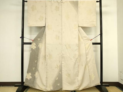 平和屋着物●訪問着　駒刺繍　寿光織　舞楓文　暈し染め　金糸　正絹　逸品　DABK2979op