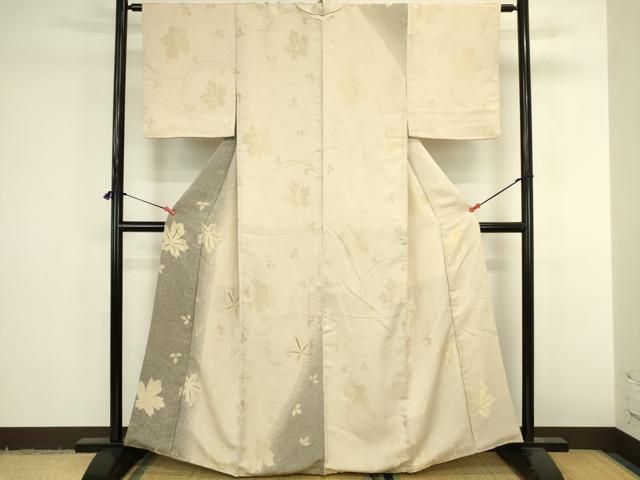 平和屋着物●訪問着　駒刺繍　寿光織　舞楓文　暈し染め　金糸　正絹　逸品　DABK2979op