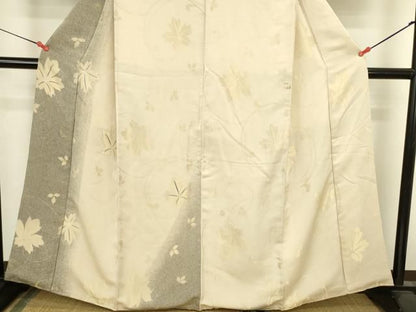 平和屋着物●訪問着　駒刺繍　寿光織　舞楓文　暈し染め　金糸　正絹　逸品　DABK2979op