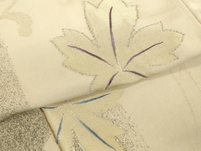 平和屋着物●訪問着　駒刺繍　寿光織　舞楓文　暈し染め　金糸　正絹　逸品　DABK2979op