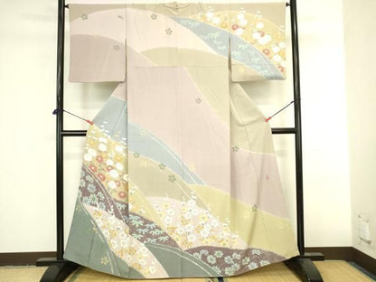 平和屋着物●十日町友禅　女流作家　遠田藤舟　訪問着　草花　正絹　逸品　DABK2980op