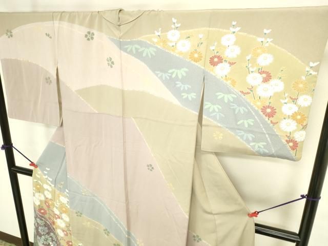 平和屋着物●十日町友禅　女流作家　遠田藤舟　訪問着　草花　正絹　逸品　DABK2980op