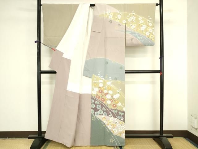 平和屋着物●十日町友禅　女流作家　遠田藤舟　訪問着　草花　正絹　逸品　DABK2980op