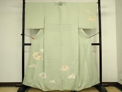 平和屋着物●訪問着　駒刺繍　正倉院幾何学花文　金彩　正絹　逸品　DABK2982op