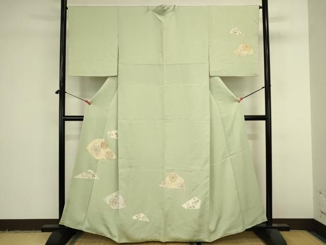 平和屋着物●訪問着　駒刺繍　正倉院幾何学花文　金彩　正絹　逸品　DABK2982op