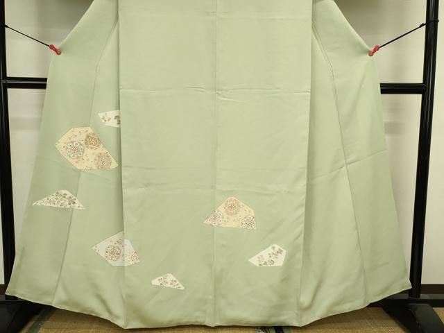平和屋着物●訪問着　駒刺繍　正倉院幾何学花文　金彩　正絹　逸品　DABK2982op