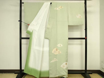 平和屋着物●訪問着　駒刺繍　正倉院幾何学花文　金彩　正絹　逸品　DABK2982op