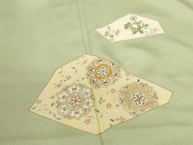 平和屋着物●訪問着　駒刺繍　正倉院幾何学花文　金彩　正絹　逸品　DABK2982op