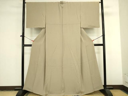 平和屋着物●上質な色無地　白橡色　正絹　逸品　未使用　DABK2983op