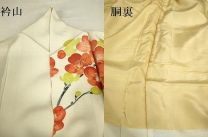 平和屋着物●訪問着　手描き　枝梅　暈し染め　金彩　正絹　逸品　DABK2985op