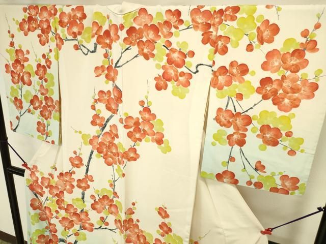 平和屋着物●訪問着　手描き　枝梅　暈し染め　金彩　正絹　逸品　DABK2985op