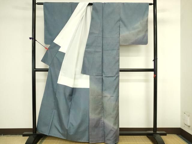 平和屋着物●本場縞大島紬　訪問着　絞り　変わり間道　暈し染め　正絹　逸品　DABK2986op