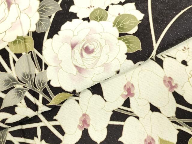 平和屋着物●Lako Kula　訪問着　薔薇　バラ　草花　金通し地　胴抜き仕立て　正絹　逸品　DABK2987op