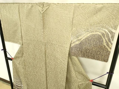 平和屋着物●訪問着　抽象文様　暈し染め　金彩　金通し地　ロング丈　正絹　逸品　未使用　DABK2992op