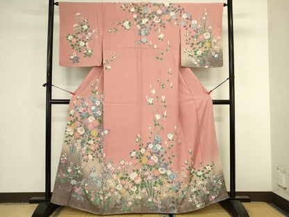 平和屋着物●訪問着　友禅　草花　暈し染め　正絹　逸品　未使用　DABK2993op