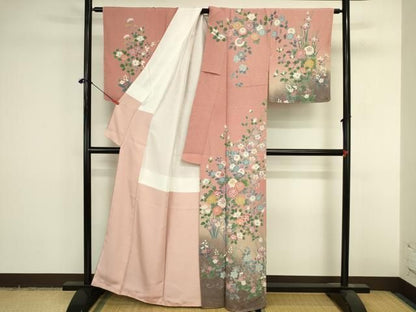 平和屋着物●訪問着　友禅　草花　暈し染め　正絹　逸品　未使用　DABK2993op