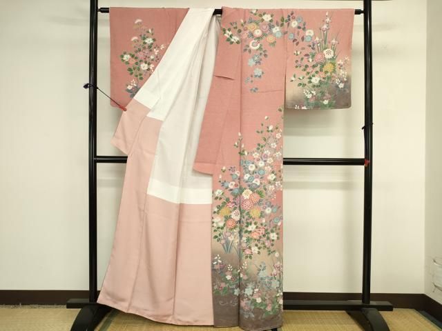 平和屋着物●訪問着　友禅　草花　暈し染め　正絹　逸品　未使用　DABK2993op