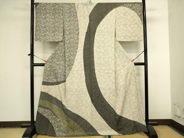 平和屋着物●訪問着　型染　草花　正絹　逸品　DABK2994op