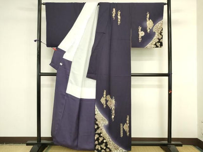 平和屋着物●訪問着　花唐草文　暈し染め　金彩　正絹　逸品　DABK3000op
