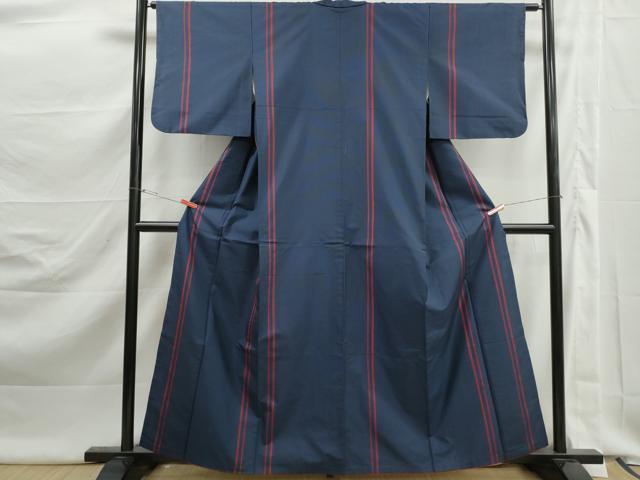 平和屋着物■本場縞大島紬　間道　正絹　逸品　DABK3003qa